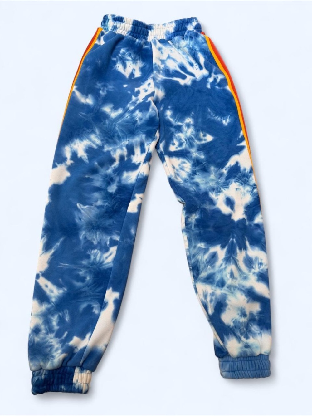 Farm Rio blue tie dye rainbow stripe joggers XS